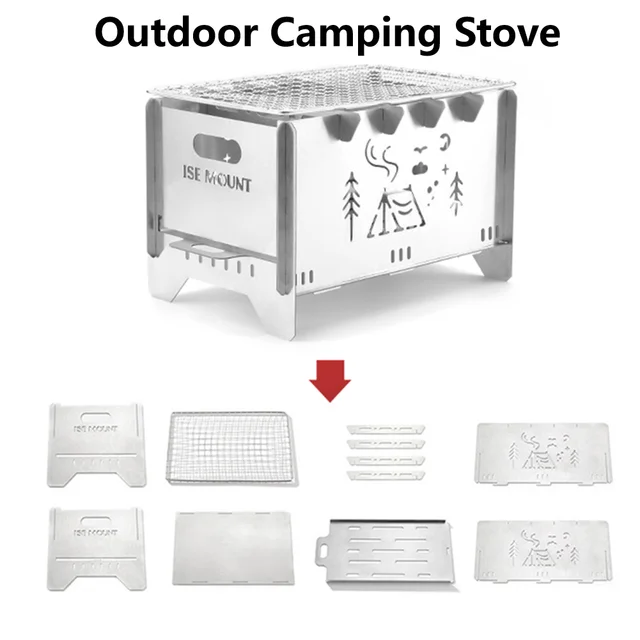 Tragbare Outdoor-Camping wind dichte Holzöfen Picknick öfen Temperatur  beständigkeit Kochen Gasbrenner Grill - AliExpress