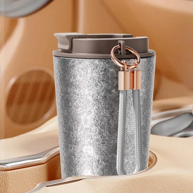 Titanium Inner Travel Thermal Mug WideMouth with Lid Double-Wall Vacuum Insulation Water Bottle With Rope Portable Leakproof 6