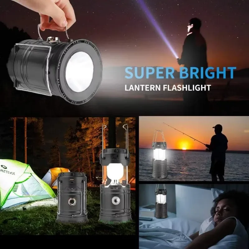 Description Picture 5 of itemPortable LED Camping Lantern Lightweight Waterproof Solar USB Rechargeable LED Flashlight Survival Kits for Indoor Outdoor