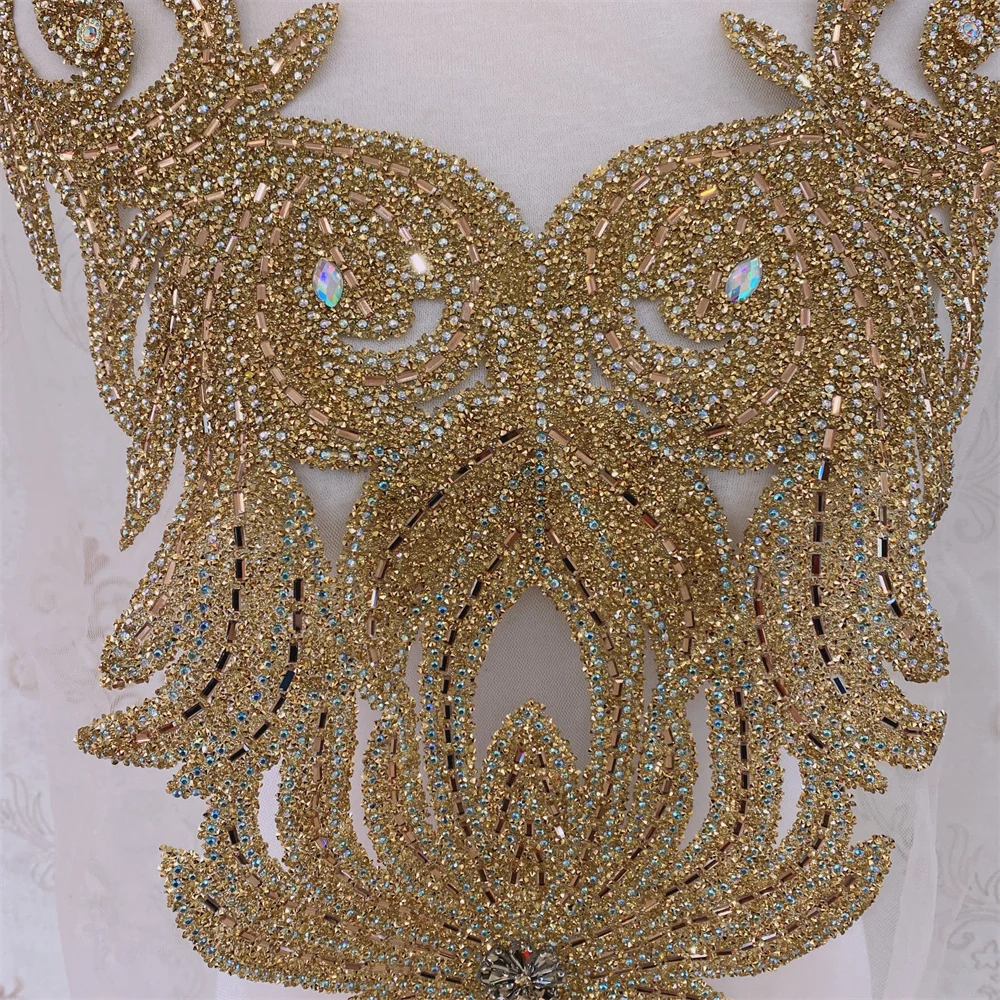 Gold Motif Hot Fix Rhinestones Embellishment Iron on DIY Patches Sewing Supplies craft Nigeria craft