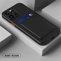 Candy Color Silicone Wallet Card Holder Phone Case - Soft and Stylish Cover for iPhone 13 Mini (Black)