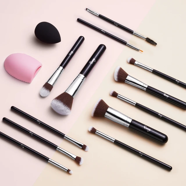 Voltsify 12 Pcs Travel Makeup Brush Set with Makeup Sponge and Brush Cleaner 1