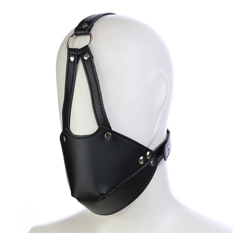 Sexy Adult BlackPUPocket Mouth Ball Gag Donkey Face Red Soft Ball Black Binding Mask Head Cover