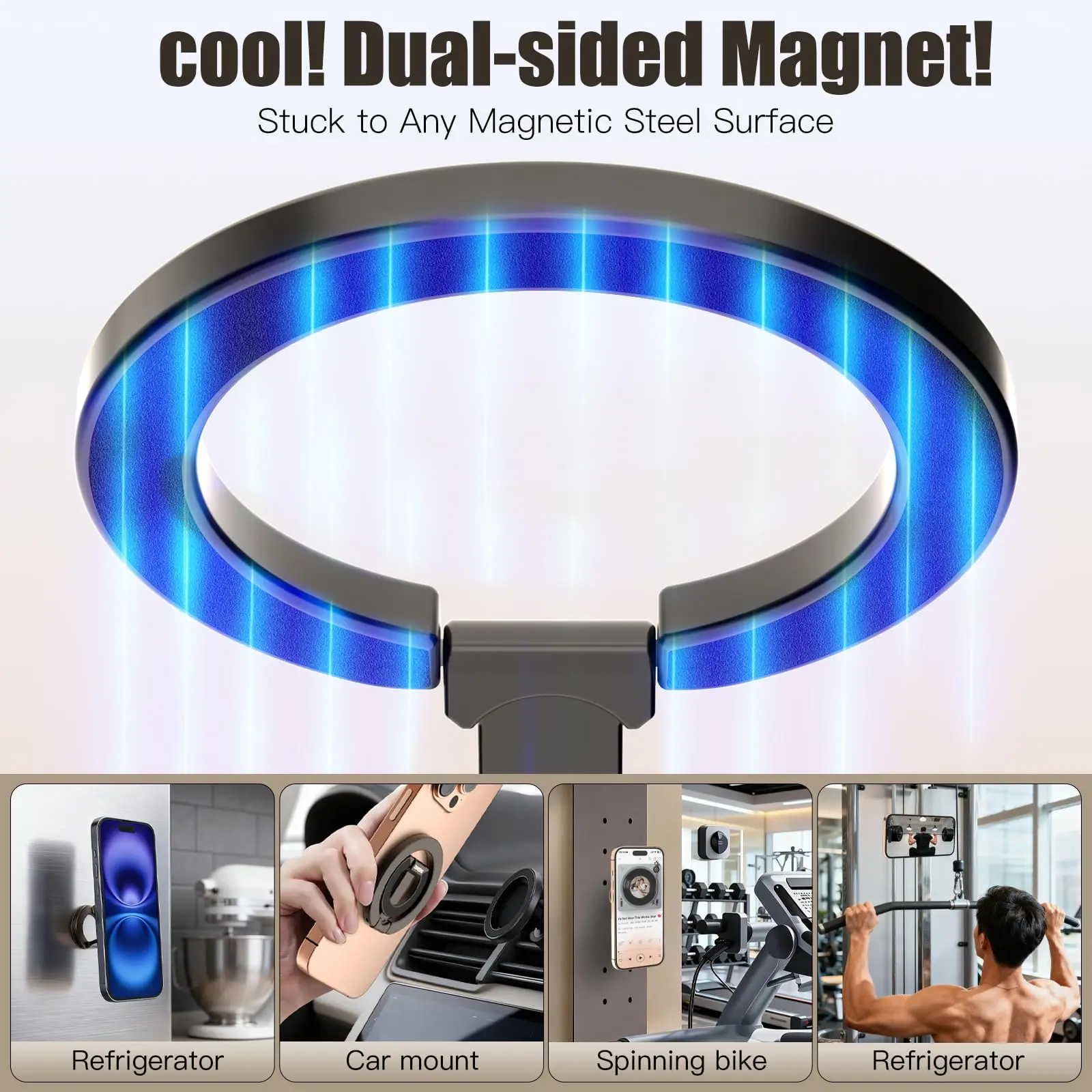 Dual-Sided Magnetic Phone Stand and Grip with Car Mount Compatibility