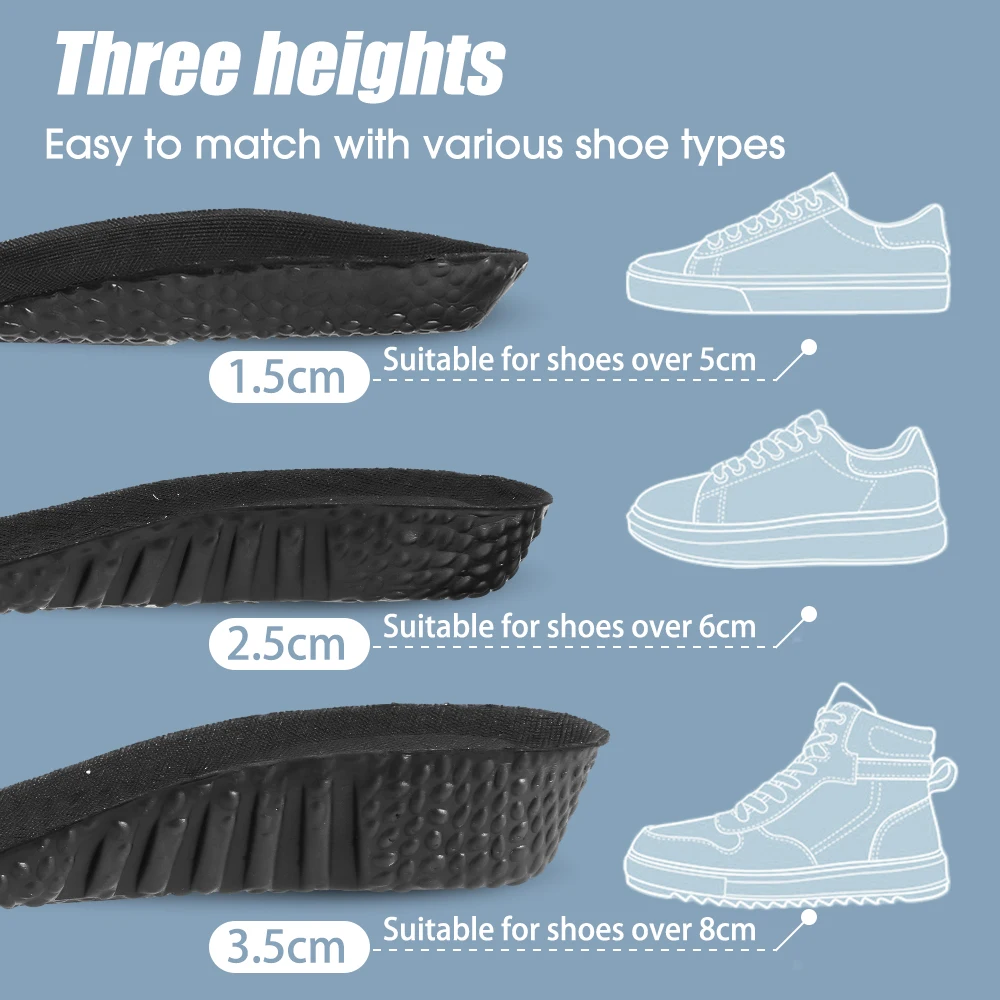 Description Picture 3 of itemBlack Sports Air Cushion for Shock Absorption Height Increased Insoles Feet Memory Foam Shoes Pad Breathable Heel Lift Insoles