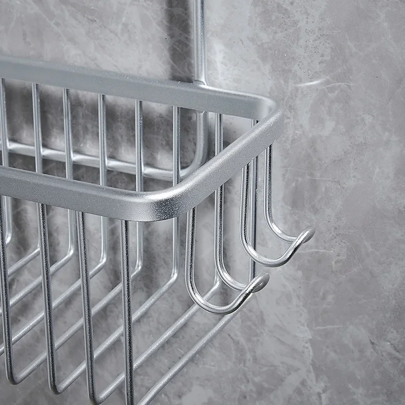 Bathroom Shelf Aluminium Faucet Hanger Without Drilling Shower Shampoo Holder Bath Storage Organizer Bathroom Accessories 4