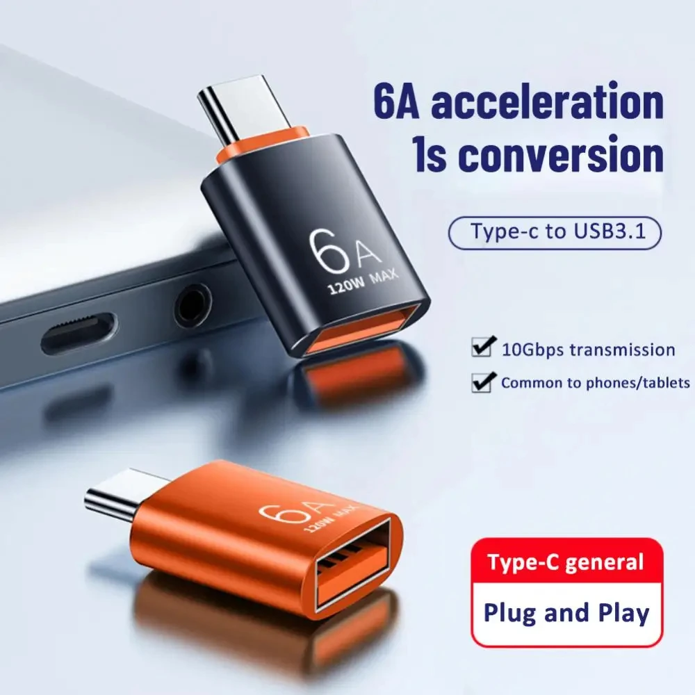 6A USB To Type-C and TypeC to USB OTG Converter 3.0 Adapter for Samsung Xiaomi PC MacBook Pro C Charging Connector