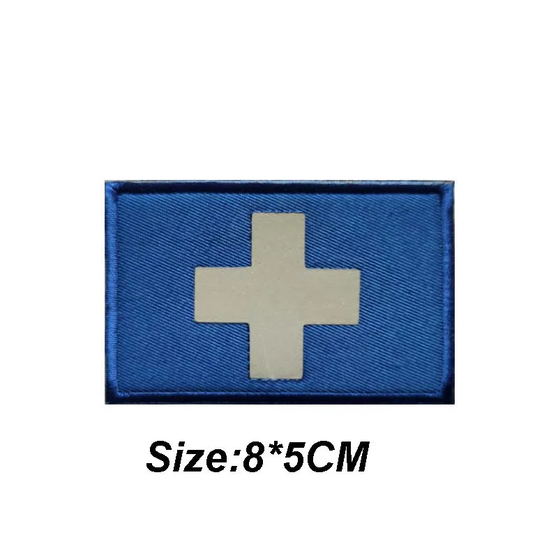 Reflektierender medizinischer Kreuz-Moral-Patch mit Klettverschluss, Emblem-Stickerei-Abzeichen, Erste Hilfe, Sanitäterrettung, militärisch, taktisch auf Rucksack – Detail 8