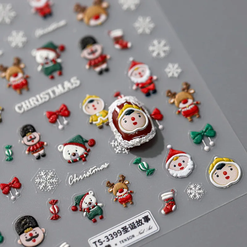

[Meow.Sensei] Thin Tough Nail Sticker Embossed Christmas Nail Sticker Nail Jewelry TS-3387 Christmas Story
