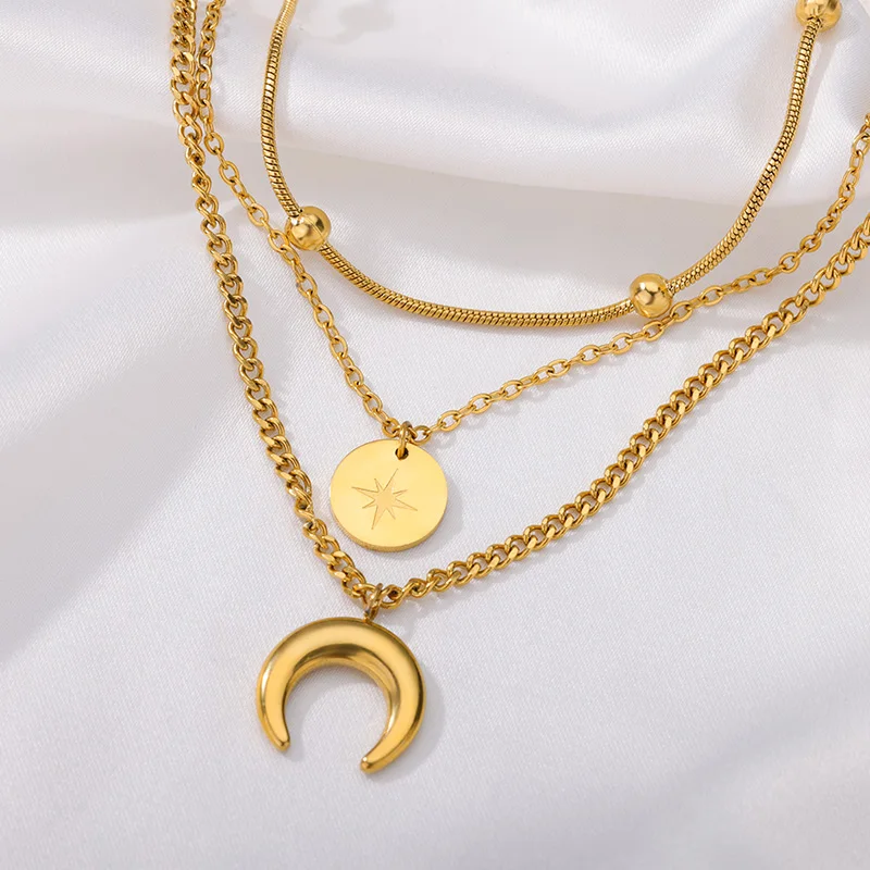 Fashion Necklaces Multilayer Gold Plated Chain Necklace