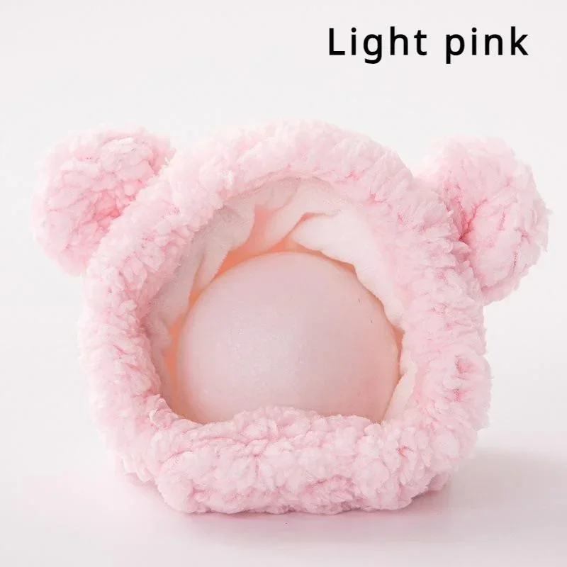 XS-L Size Soft Fluffy Pet Dog Hat Solid Pink Warm Hats For Cats Autumn Winter Bear Pet Head Accessories Cosplay Kitten Supplies