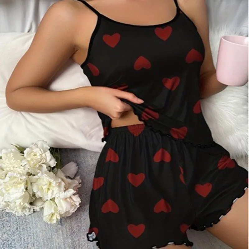 Summer Women's Pajamas Two-Piece Set Casual Camisole Shorts Loungewear