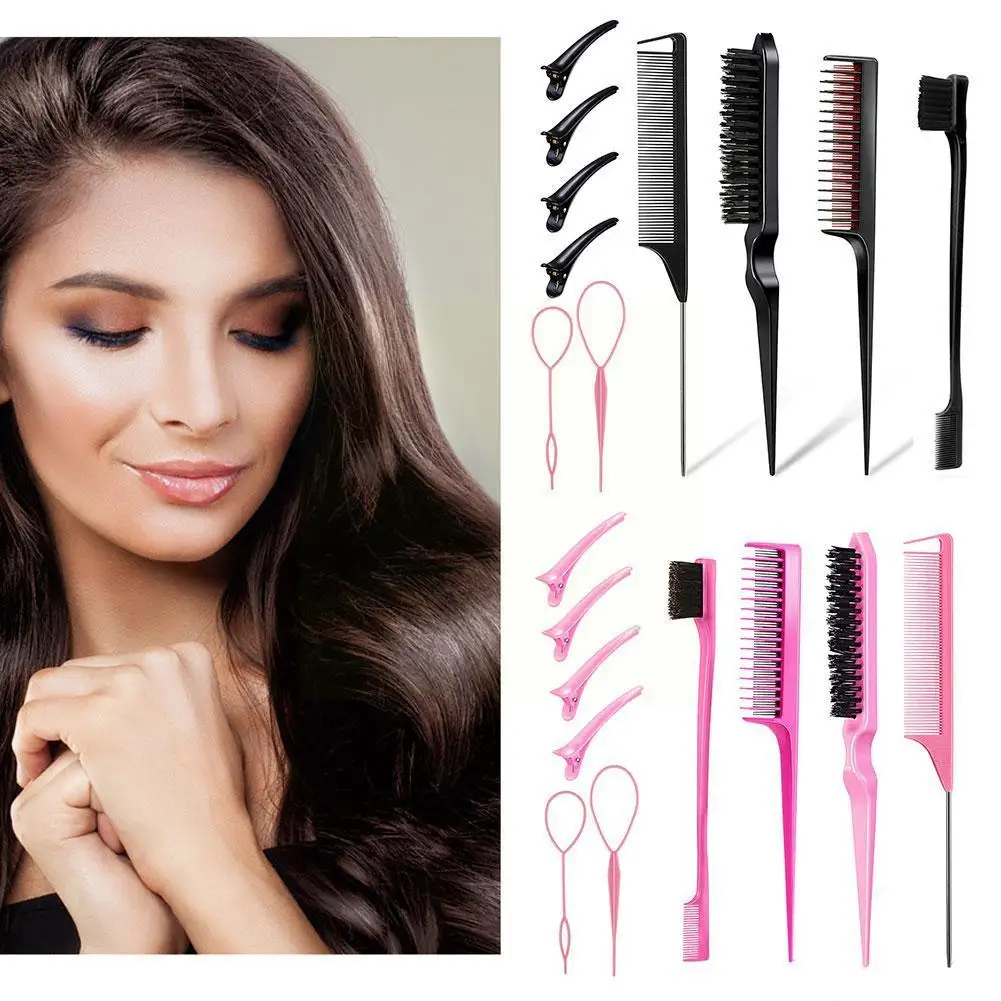 

10pcs/set Hair Styling Comb Set Hair Brush Triple Teasing Rat Edge Hair Combs Tail Clips Tail Braid Tools Hair Comb Tool Br K2O0