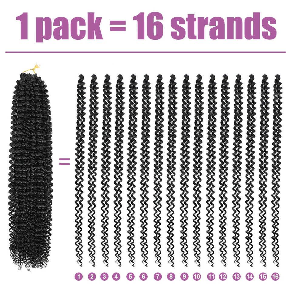 Afro Curls Water Wave Synthetic Crochet Braids Extensions Hair For African Kinky Curly Twist Braids Ombre Black Brown For Women 5