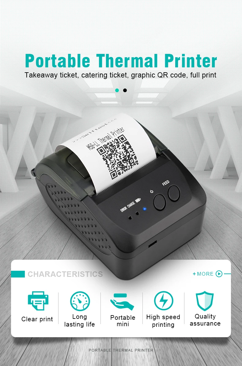 

Мини-термопринтеры Inkless USB DC5V, совместимые с Bluetooth светильник кие портативные чековые принтеры, бумажные мобильные ПК Android # R60