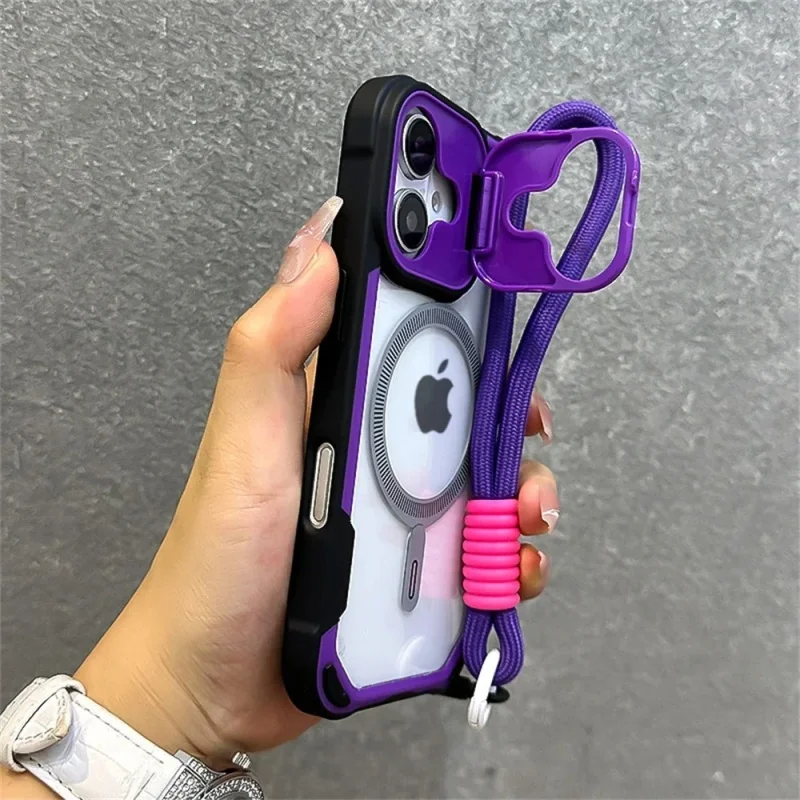 Rüstung Candy Color Clash für Magsafe Handyhülle für iPhone 17 16 15 14 Plus 13 12 Pro Max Ständer mit Handschlaufe Telefonrückseite – Detail 10