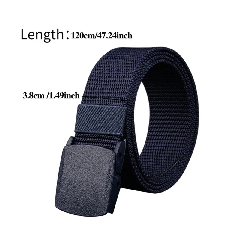 Men Tactical Belt Adjustable with Plastic Buckle for Pants 120cm