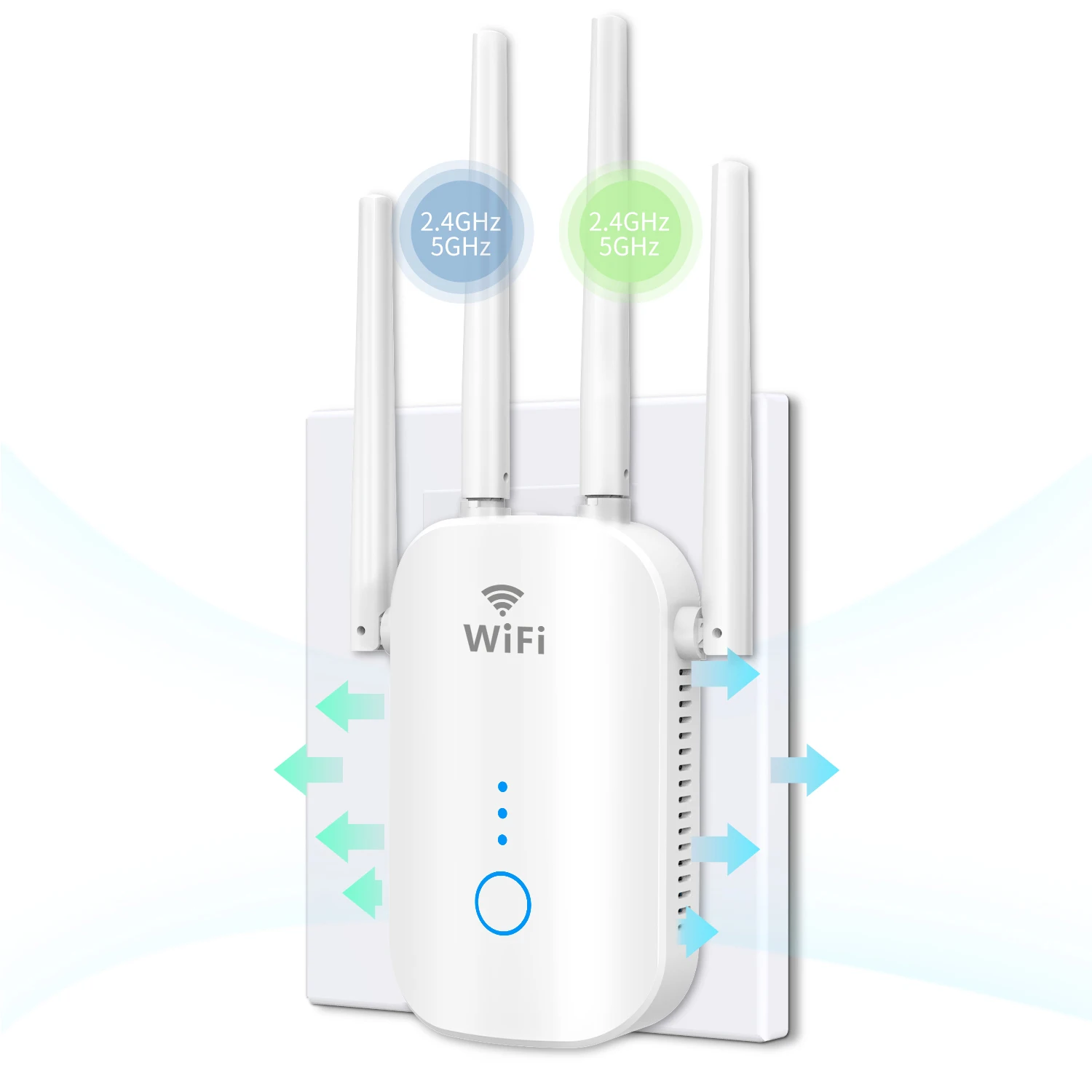 Comprar Repetidor WiFi inalámbrico de 1200Mbps, extensor WiFi de doble  banda 2,4G 5,8G, repetidor de señal WiFi, amplificador de red de 6 antenas,  enrutador WPS