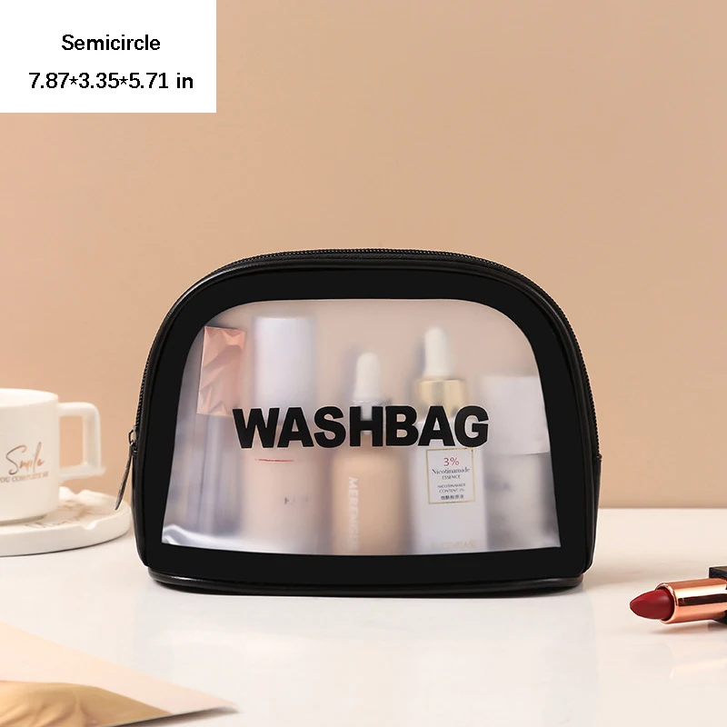 Translucent Waterproof Portable Toiletry and Makeup Bag with Handle - Large Capacity