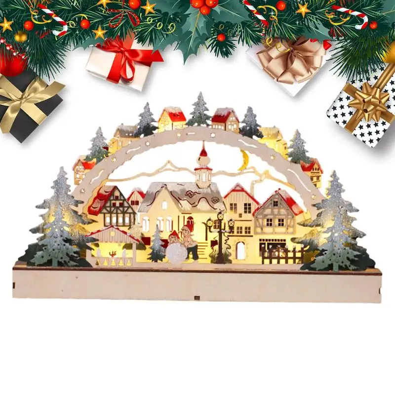 

Christmas Light Wooden House Christmas LED Light Wooden House Christmas Scene Village Houses Wooden Christmas House Table Decor