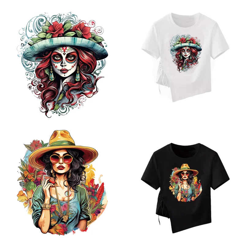 Europa Blumen Chicano Mädchen Thermo kleber Patches Streifen Applikationen DIY Patches für Mädchen Eisen auf Transfer