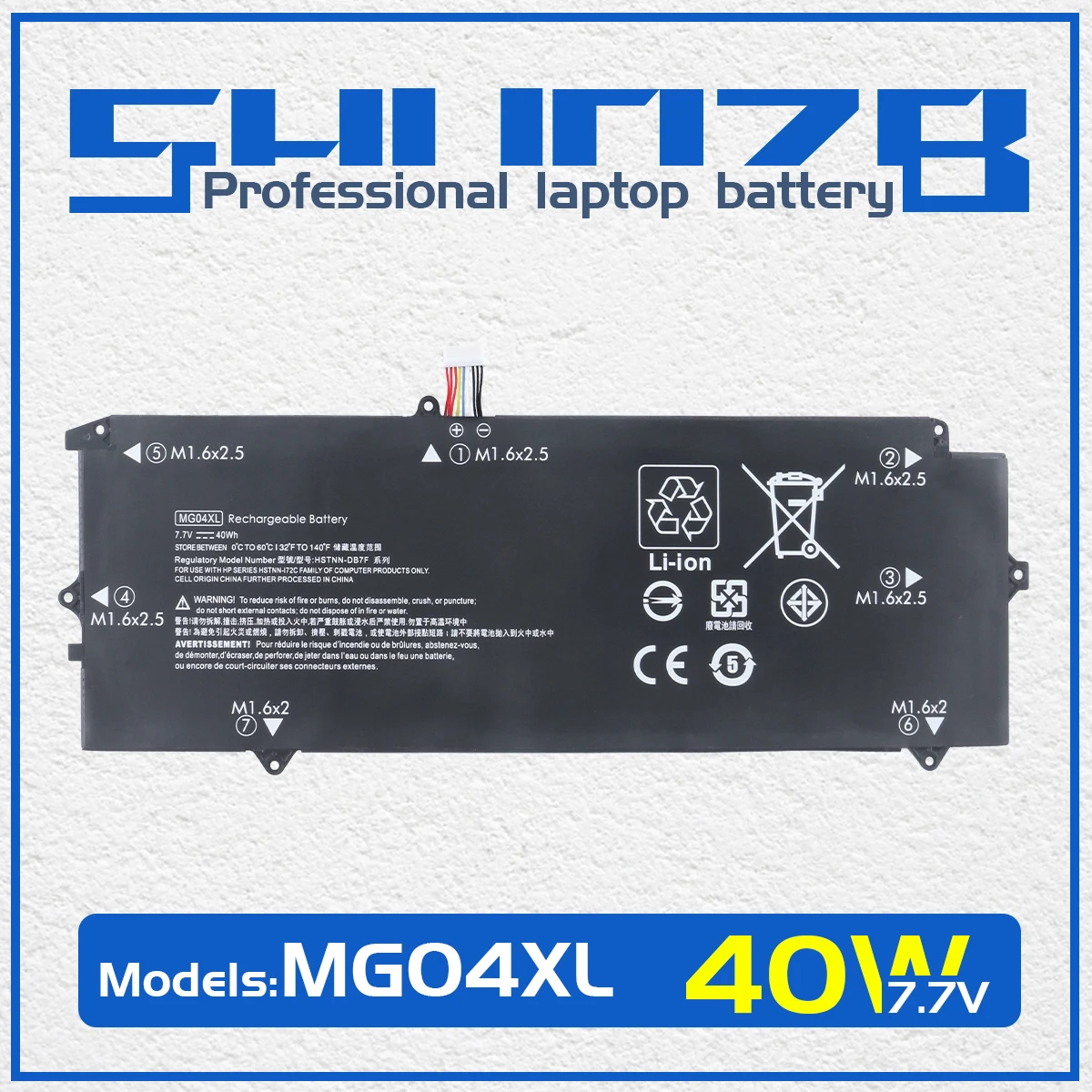 

SHUOZB MG04XL Laptop Battery For HP Elite X2 1012 G1 MG04 812205-001 812060-2C1 812060-2B1 812148-855 HSTNN-DB7F 7.7V 40Wh