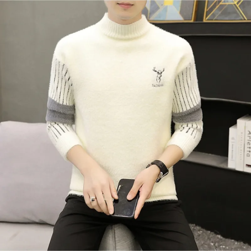 2023 Autumn and Winter New Oversize Trendy Men's Clothing Simplicity Printed Round Neck Long Sleeve Simplicity Casual Pullover