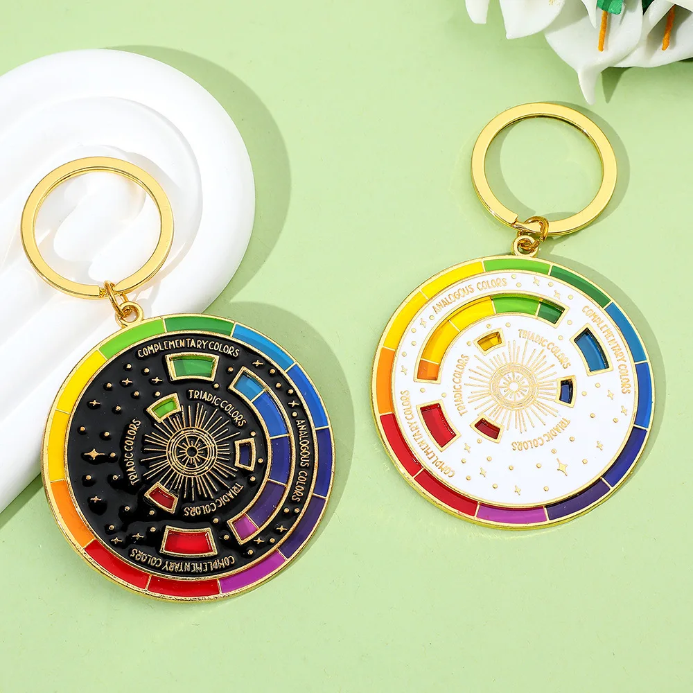 Art Rotatable Color Wheel Keychain Creative Toy Schoolbag Pendant Solve Your Decision-making Problems Key Chain Gift for Friends