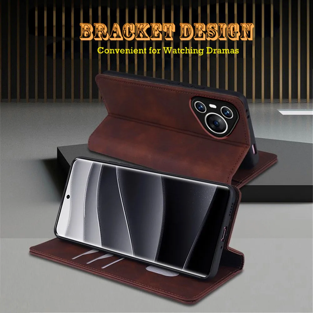 Elegant Leather Stand Flip Wallet Case with Card Slot and Magnetic Buckle