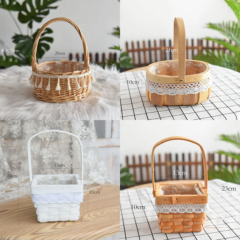 Hand-woven Flower Basket Rattan Decorative Basket Woven Flower Basket Dried Flower Decoration Creative Portable
