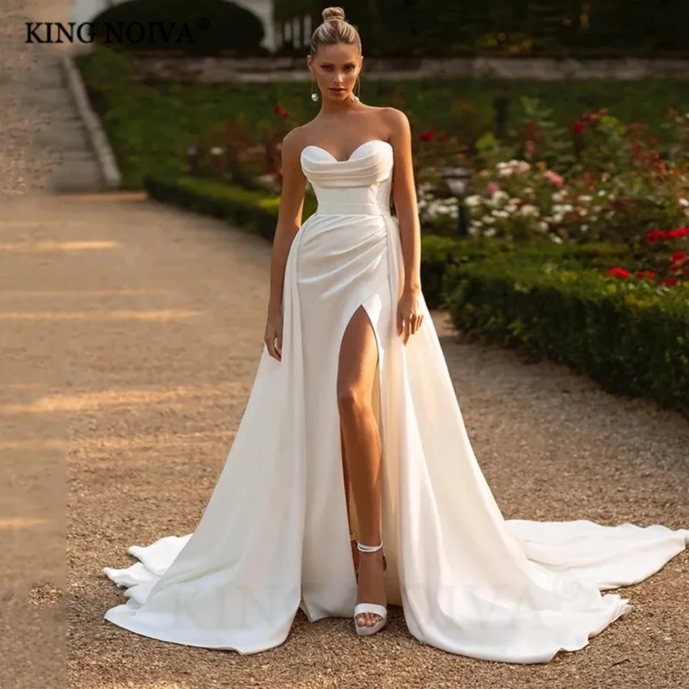 

KING Strapless Sleeveless A-Line Wedding Dresses For Women 2024 Sexy Backless Floor Length Beautiful Bride Gown Vestido De Novia