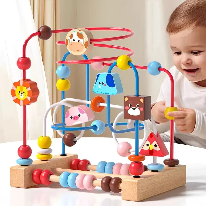 Montessori Maze Circles Around Beads Abacus Math Puzzle Early Learning Educational Wooden Toys For Children Kids1 2 3 Years 2