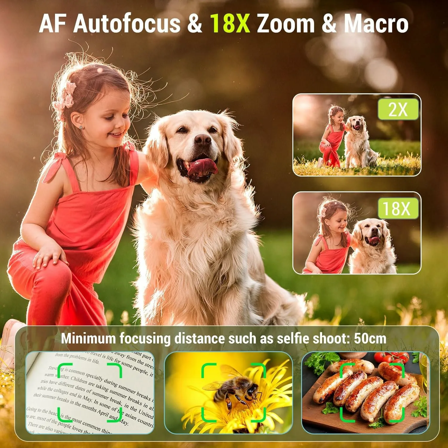 Digital Camera 4K 64MP Camera for Photography 270°Flip Screen Vlogging Camera Autofocus 18X Zoom Point and Shoot Digital Camera - 4