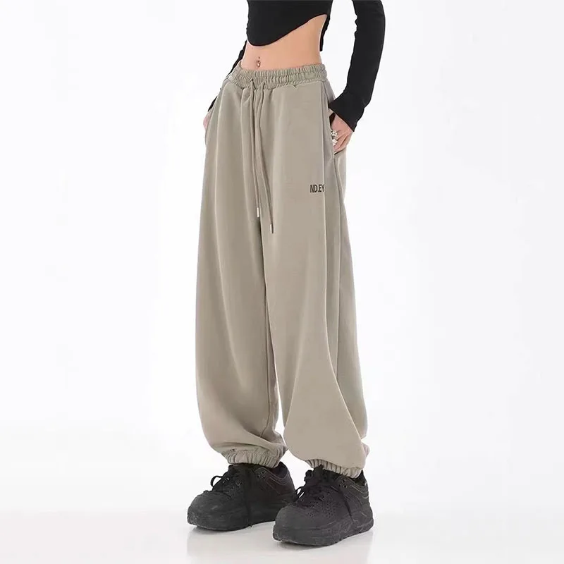 Hip Hop Streetwear Baggy Jogging Sweatpants Women New Letter Drawstring Elastic Waist Casual Oversize Harem Sports Trousers 2023