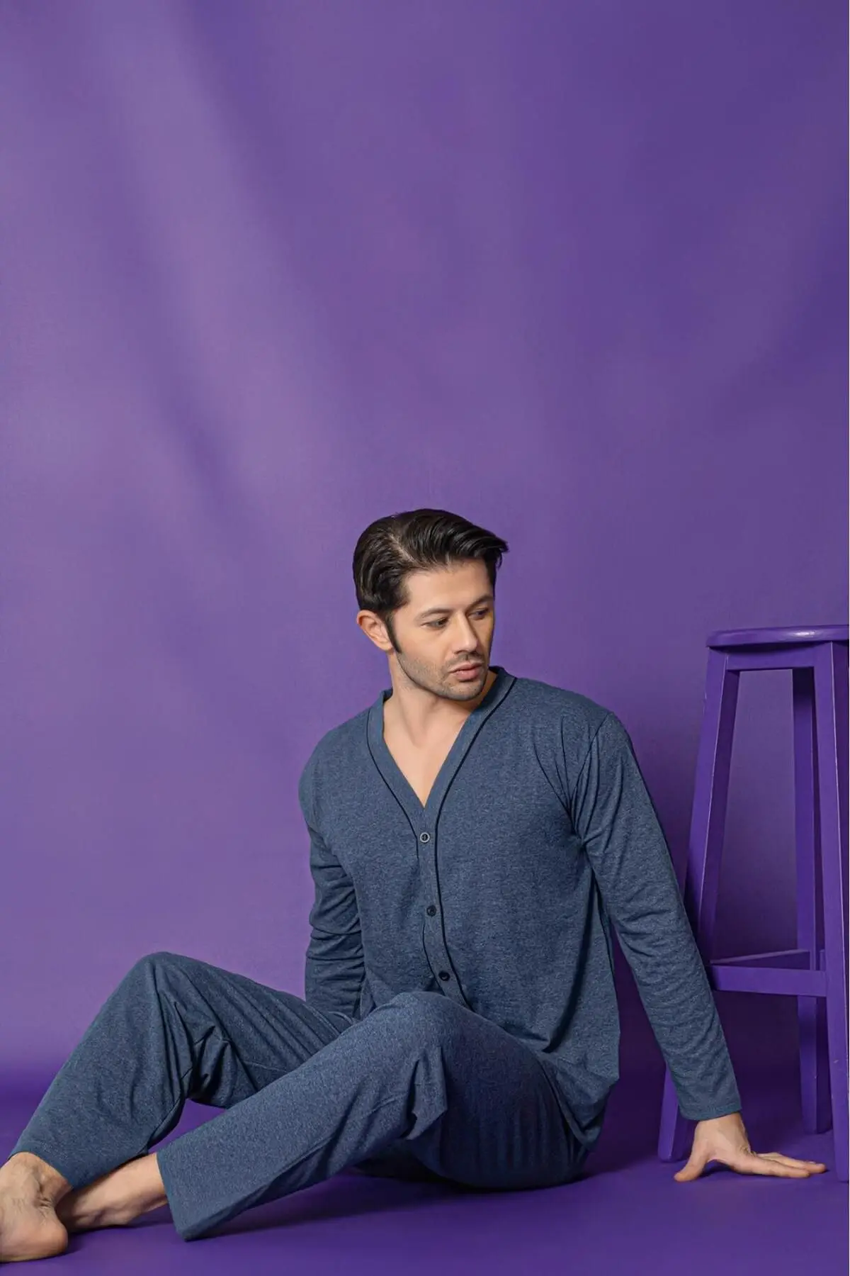 Men's Buttoned High Quality Cotton Pajama Set 16511