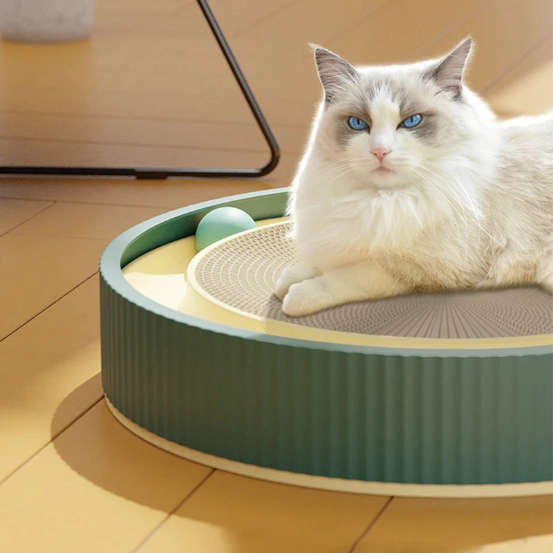 

Round Cat Scratching Board Anti Cat Scratcher with Ball Pet Cat Toys Funny Sharpen Nails Scraper