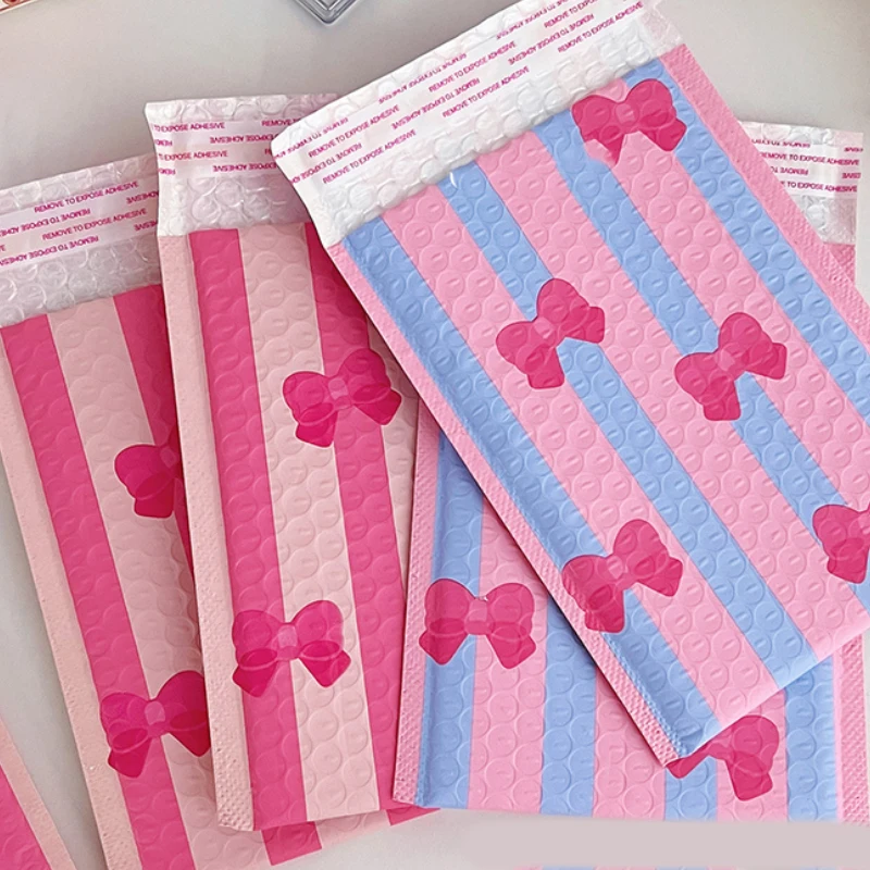 5 Stück Bowknot Bubble Umschlag Tasche rosa Blase selbst versiegeln Mailing-Taschen gepolsterte Umschläge Paket für Geschenke