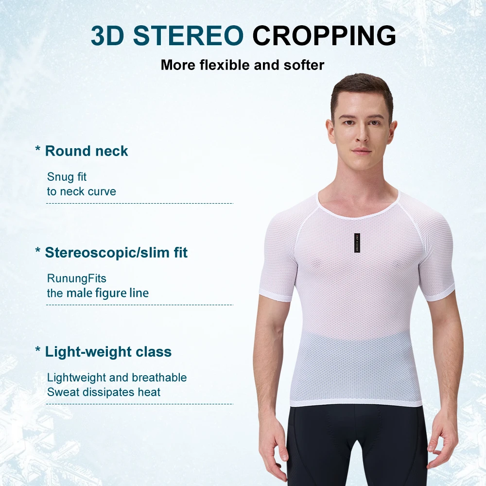 Men Cycling Base Layer Summer Breathable Quick Dry Cycling Undershirt MTB Road Bike Underwear Mesh Bicycle Cycle Jersey HISERWA