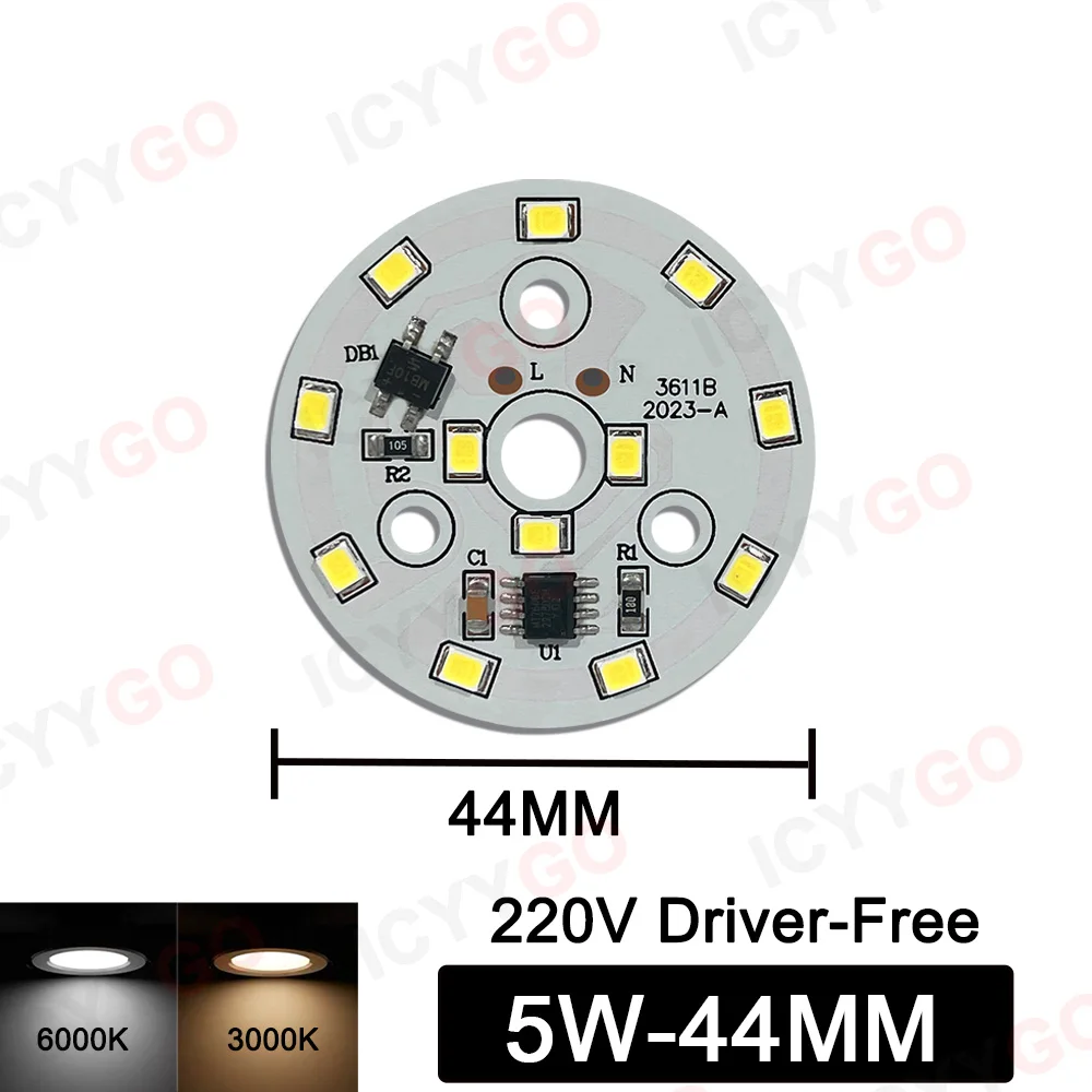 thumbnail image 1 of 1 bombilla LED de 7 W, 9 W, 12 W, 15 W, 18 W, 24 W, 40 W, 50 W, 80 W, 100 W, 150 W, placa de fuente de alimentación, foco LED empotrable de CA de 220 V, lámpara industrial y minera, 1 of 5