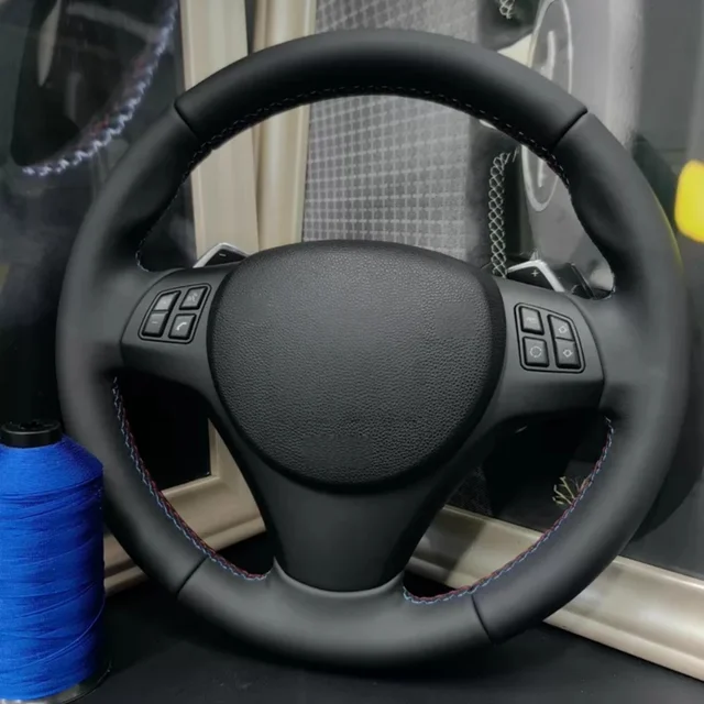 Custom Car Steering Wheel Braid Cover Leather M Sport M3 E90 E91 E92 E87 E81 E82 E88 X1 E84 Steering Wrap Cover For BMW E93 1