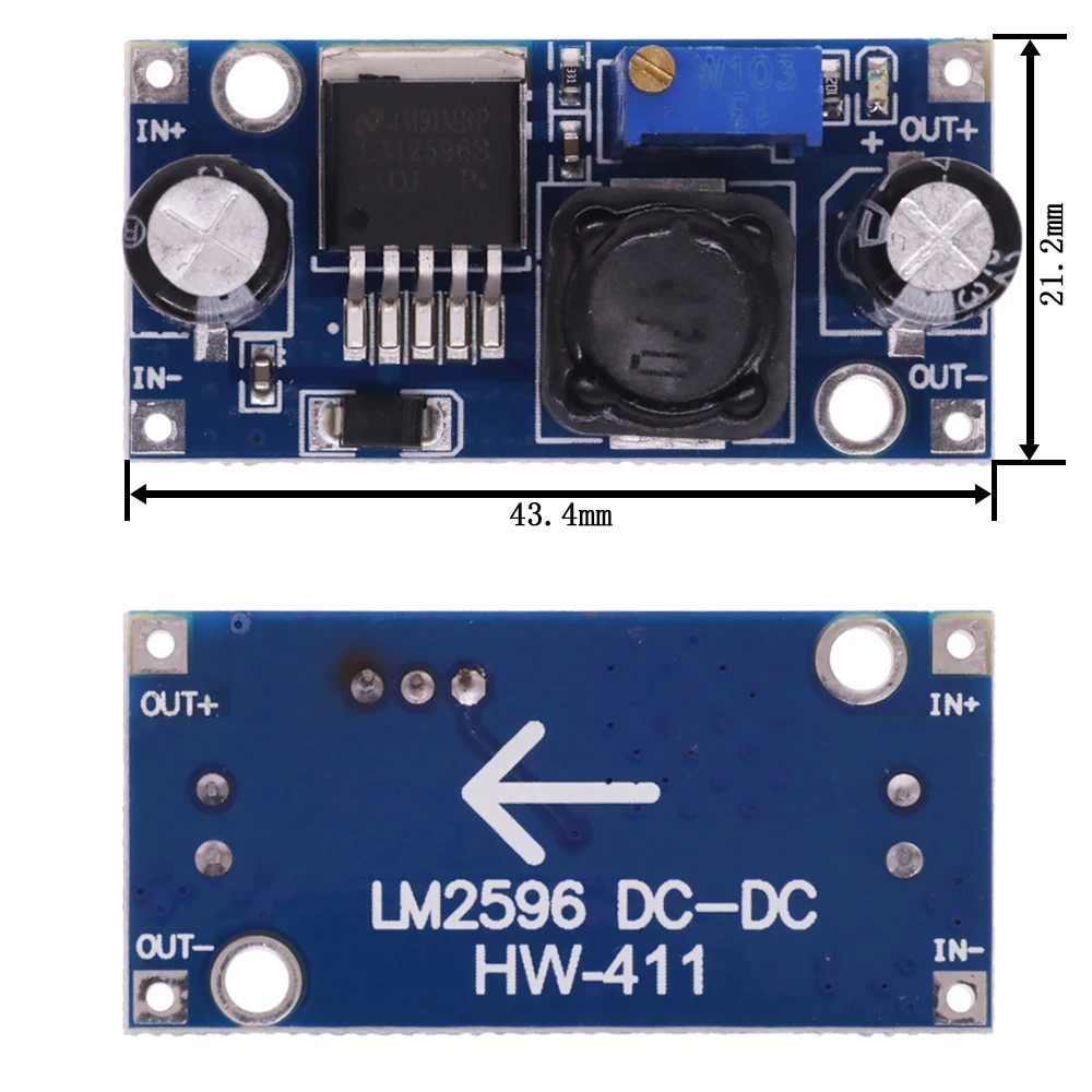 DIP LM2596S DC 벅 컨버터 조정 가능한 스텝 다운 모듈 24V 12V 5V 3V LM2596 3A 전원 공급 장치 출력 1.25V-30V