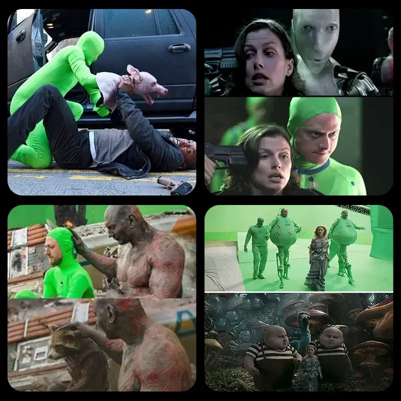Terno de Tela Verde Chroma Key Cosplay Trajes Tiktok Backdrop Filme de Vídeo Efeito Invisível Elástico Bodysuit Apertado