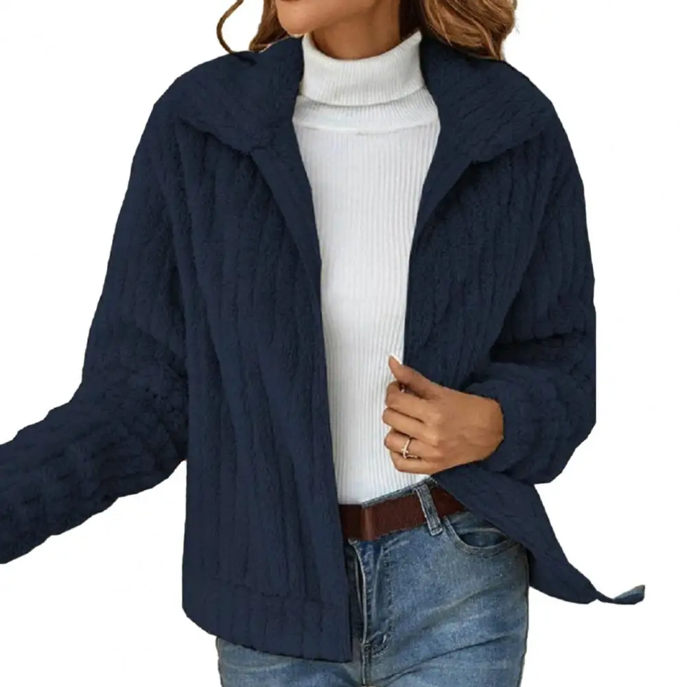 

Женское пальто, модная куртка, зимнее пальто с длинным рукавом, отложным воротником и молнией, стильное осеннее пальто для женщин, куртка женская 2023