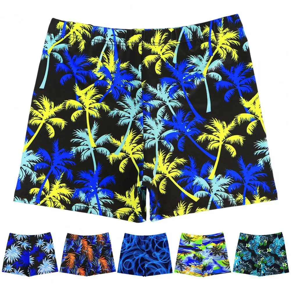 Beach Shorts Fashionable Anti Embarrassment Plus Size Men Digital Print Pattern Flat Corner Swimming Trunks for Holiday