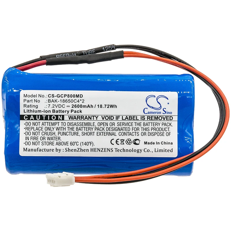 

Medical Battery For G-CARE BAK-18650C4 2 SP-800 Li-ion 7.40V 3400mAh 25.16Wh Blue CameronSino