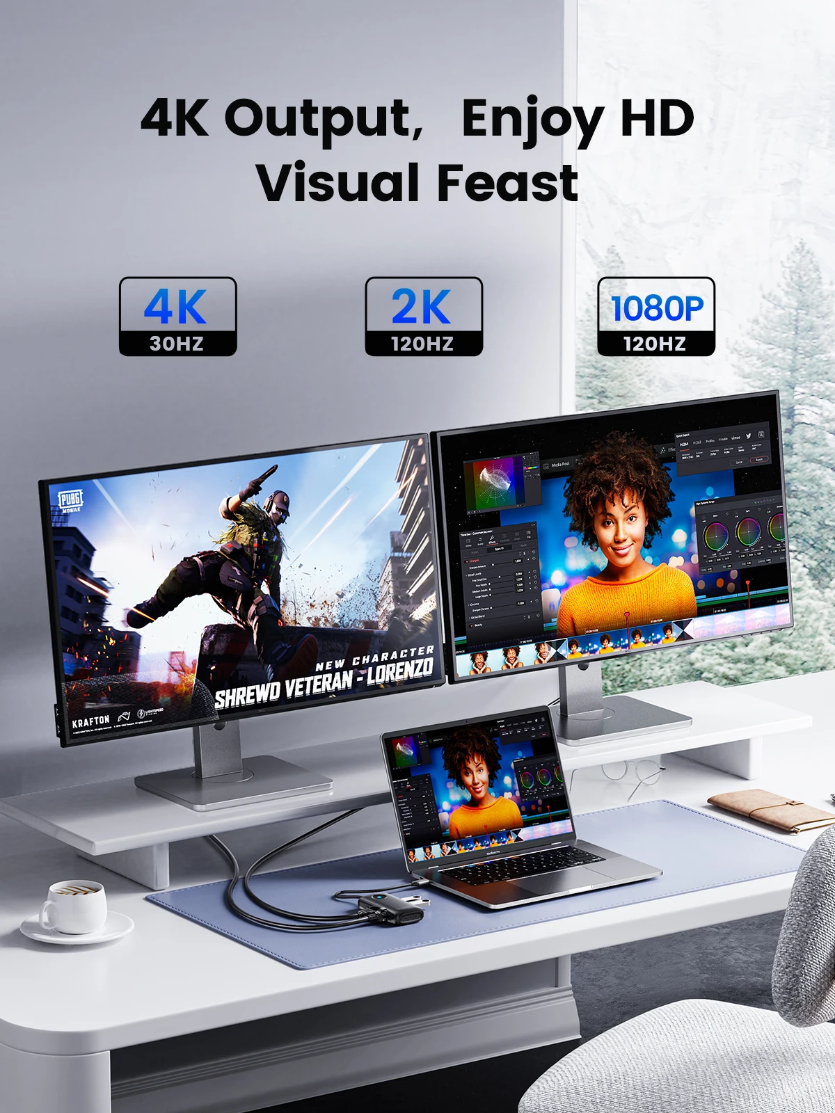 ORICO USB 허브 HDMI-com 어댑터 USB-C, RJ45 USB 3.0 2.0 PD 100W 독, 맥북 프로 에어 M2 M1 스플리터 도킹 스테이션용, 4K