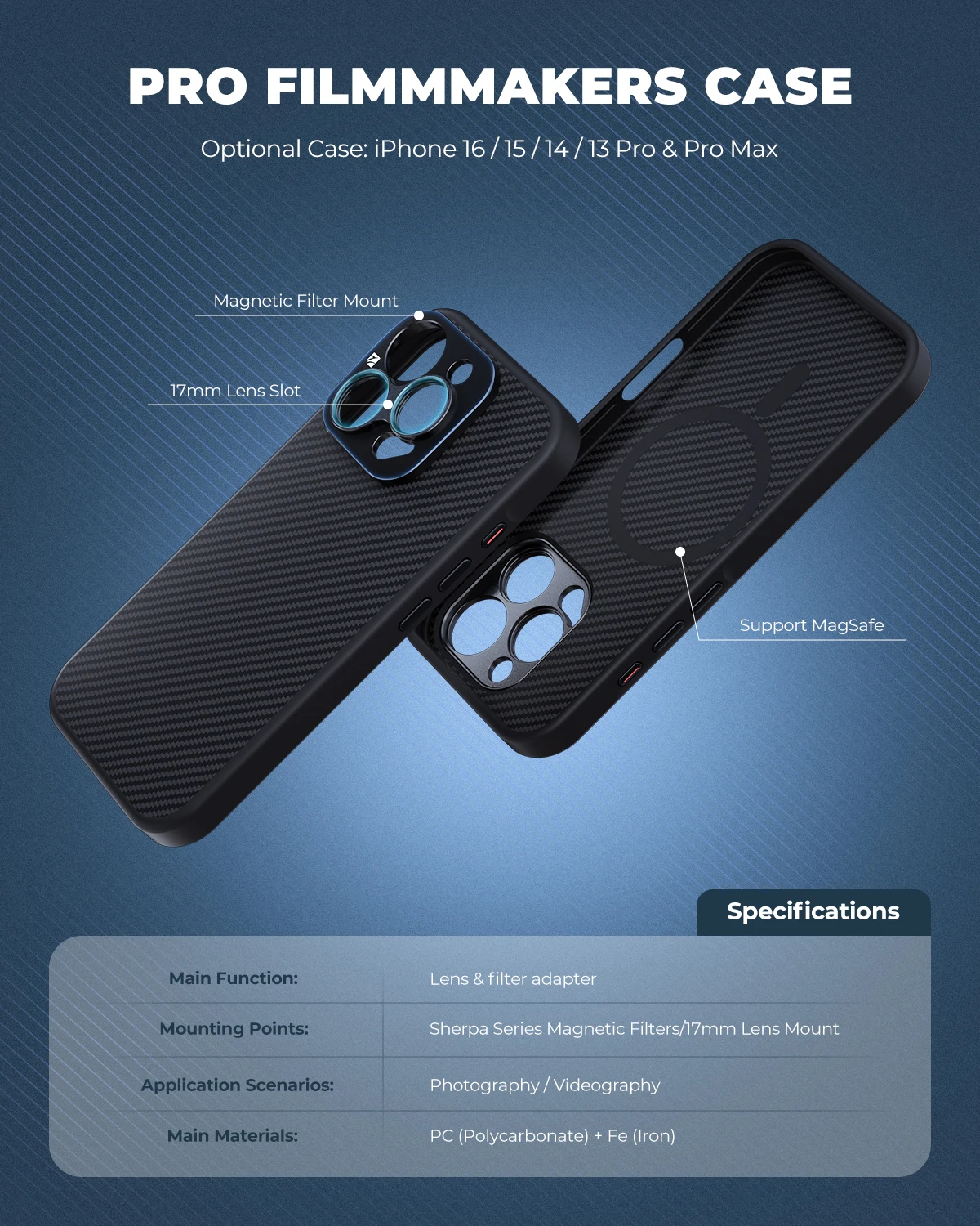 17mm Mount iPhone Case for iPhone 17/16/15/14/13 Pro&Pro Max Phone Case Compatib