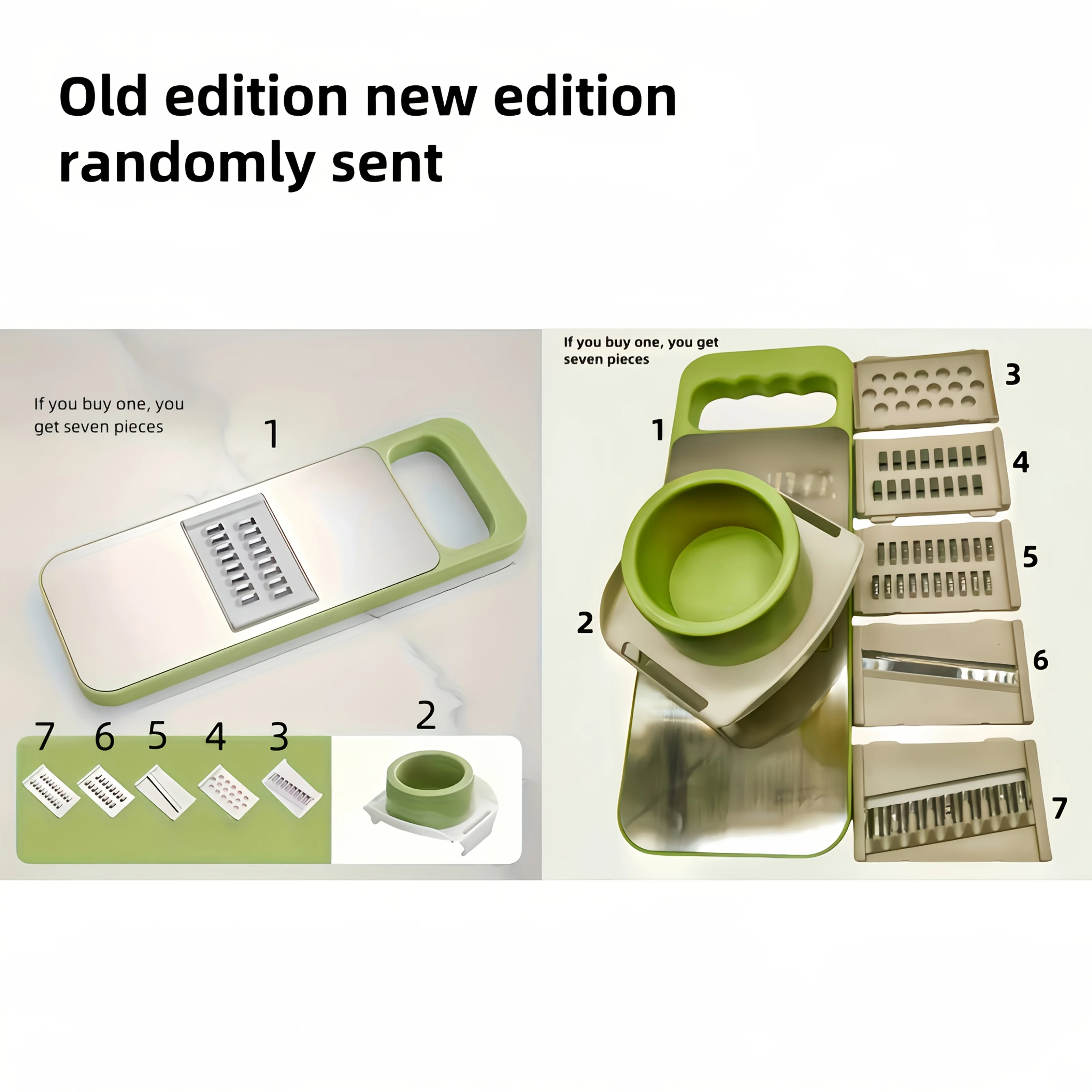 7pcs Stainless Steel Multi-Function Vegetable Slicer And Grater Set with Interchangeable Blades, Manual Kitchen Gadget Tool Kit