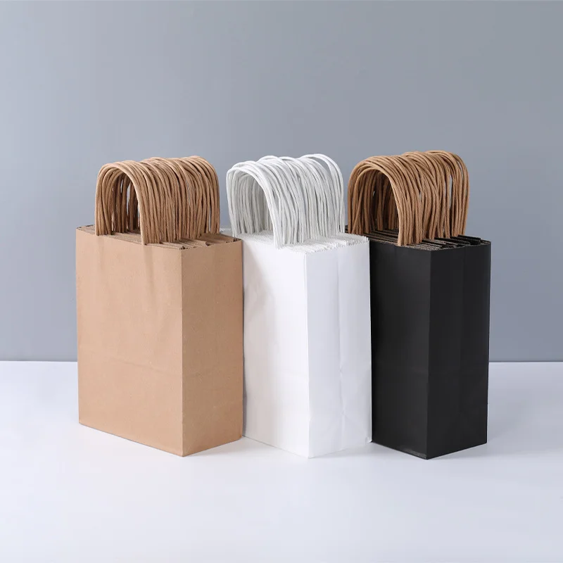 10/30PCS Colorful Kraft Bags with Handles – Perfect for Holiday Parties, Christmas, Val... - SKU CKB02305 - UGI Packaging