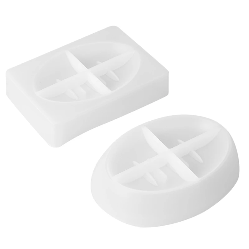 6PCS Silicone Soap Dish Resin Mold Oval/Square Drain Soap Box Epoxy Resin Casting Mould Home Organizer
